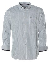Arqueonautas Herren Langarm Streifenhemd Hemd Gestreift Blau L A3827