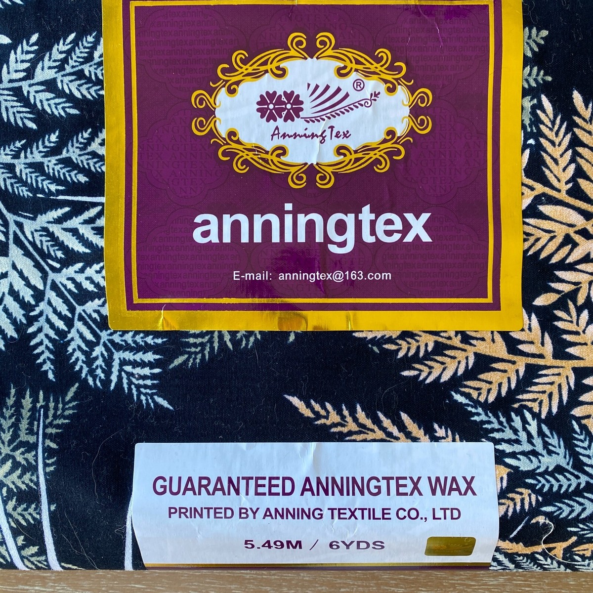 Guaranteed Anningtex Wax No. 226744 Black Leaves Fabric