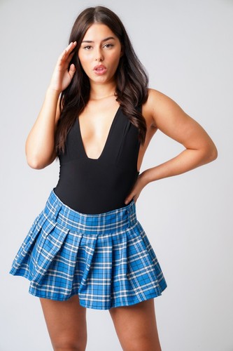 Women's Tartan Pleated Mini Skirt Casual Plaid Check Short Skirts Girls Uniform - Picture 41 of 89