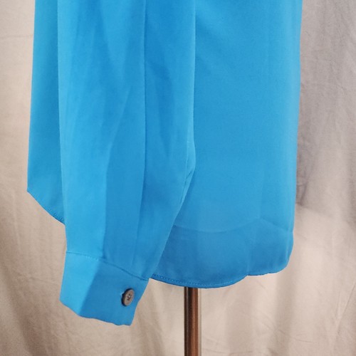 ¡Nuevo! Top manga larga con volantes asimétricos azul brillante talla pequeña Banana Republic - Imagen 8 de 14