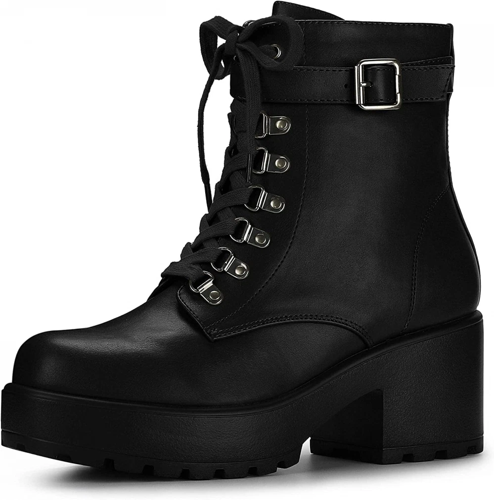 Combat boots with thick heel 2025