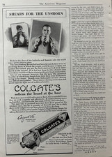 1926 Colgates Rapid Shave Cream Softens Beard Base Shears Unshorn VTG Print Ad