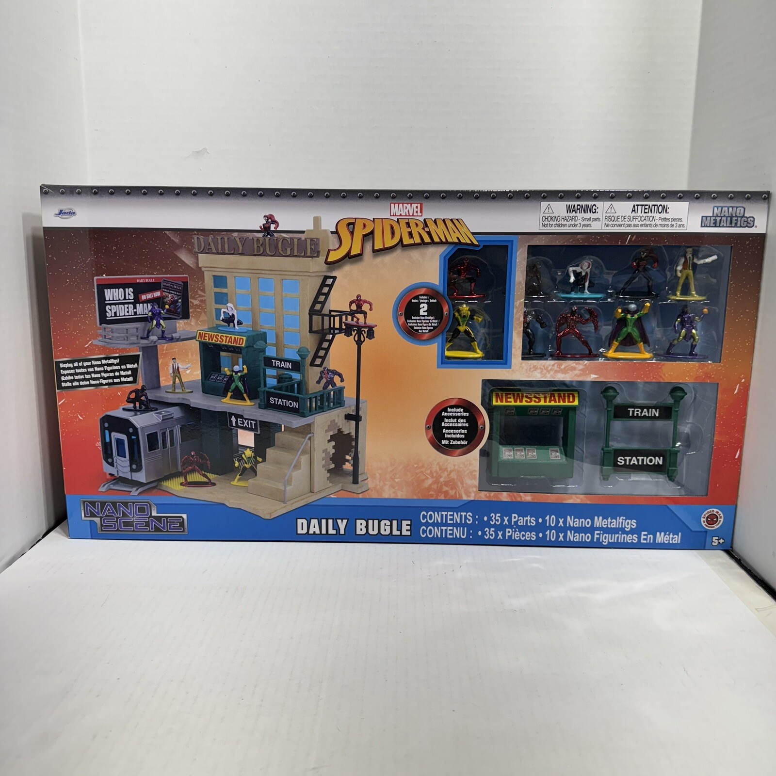 Marvel Spider-Man Daily Bugle Nano Scene & 10 1.65 Die-Cast Collectible Figures.