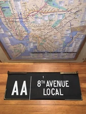 24X7 NY NYC SUBWAY ROLL SIGN ART AA 8TH AVENUE LOCAL OLD MANHATTAN TRANSIT DECOR