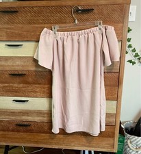 Boohoo Off The Shoulder Feminine Coquette Style Soft Pink Mini Dress