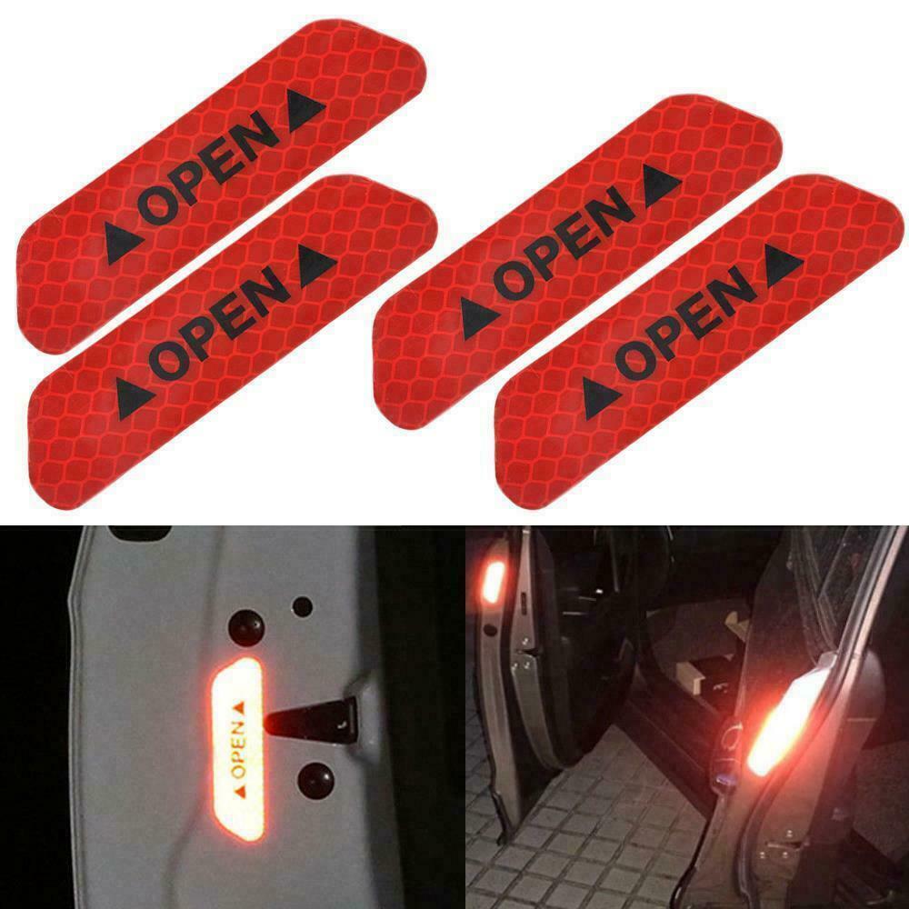 4-Pack Orange Reflective Door Open Warning Decal Stickers – Universal Safety Tape For Cars, 2.5cm X 9cm
