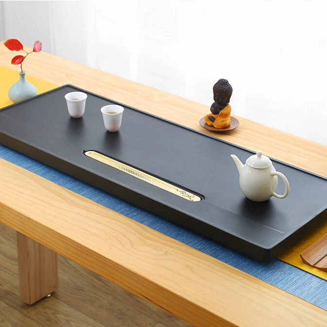 Whole Stone Tea Tray Water Draining Serving Tray For Tea Set Heavy Tea Boat New - Image 4 of 4