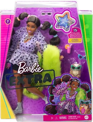 Barbie Extra Puppe mit Zöpfen und Bommelhaargummis - Neu
