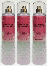 3 Bath  Body Works STRAWBERRY SNOWFLAKES Fine Fragrance Mist Body Spray 8 oz