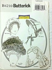 Butterick B4210 Making History HISTORICAL HATS S-M-L sew pattern uncut FF 2004