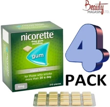 4 x Nicorette Gum 4mg Nicotine ORIGINAL Flavor 210 Pieces-FREE SHIPPING TO USA