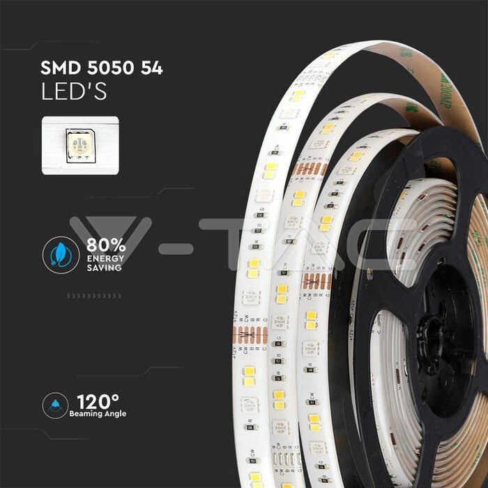 KIT CON STRISCIA LED SMART 4IN1 MULTICOLORE RGB+W 5MT  APP ALEXA GOOGLE GESTIBIL