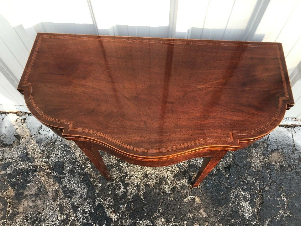Rare New York Hepplewhite Inlaid 5 Leg Card Table 29 3/4” X 36 1/4” X 17 1/2” - Image 2 of 4