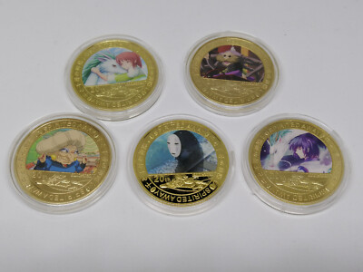 Chihiros Reise Spirited Away 5x Vergoldete Münze Studio Ghibli Anime Manga Coin