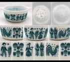 Set Of 2 Pyrex Butterprint Cinderella Bowl Turquoise Amish Farmhouse 472 473