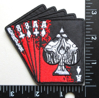  REAPER PLAYING CARDS SKULL DEAD MAN'S HAND POKER EMBROIDERED IRON ON PATCH