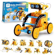 Solar Robot Building Kit, 12-in-1 DIY STEM Gift for Boys Aged 8-13 Yellow