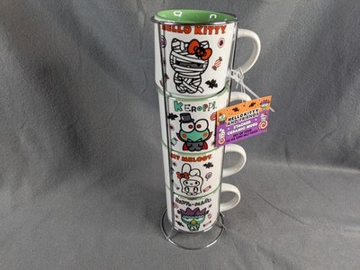 Silver Buffalo Sanrio Hello Kitty Halloween Themed 4pc Ceramic 3oz Espresso Set
