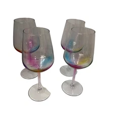 Set of 4 Iridescent Rainbow Wine Glasses Stemmed