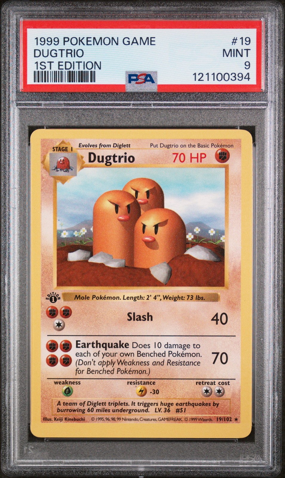1999 Pokemon Game Dugtrio #19 MINT PSA 9 1st Edition