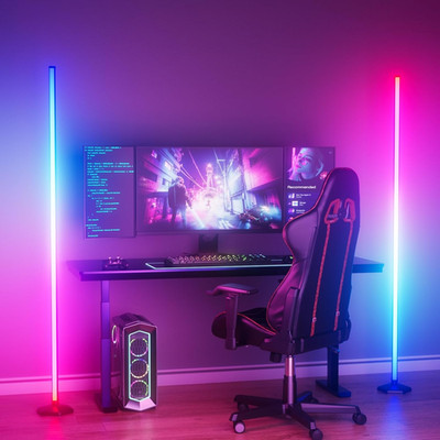 2PCS Corner Floor Lamp, 65'' RGB Color Changing Mood Light with Remote Control, D
