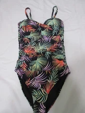 Leilani One Piece Ruched Waist Bathing Suit w Full Bust Support  Size 10, MINT!