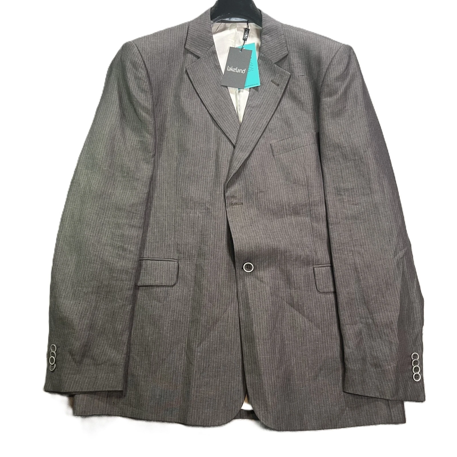 Lakeland Linen Blazer Mens 42 L Grey Stripe RRP £149 New Other