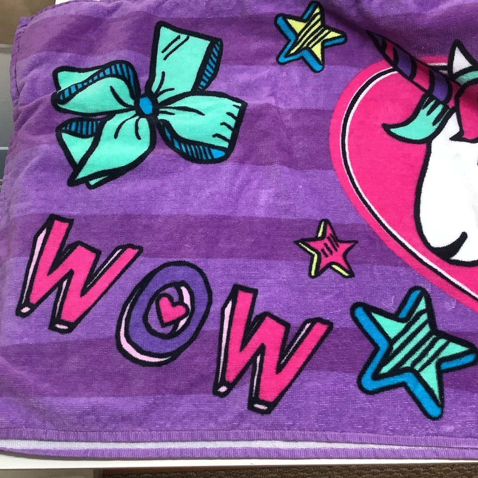 Toalla de baño JoJo Siwa con capucha playa piscina púrpura unicornio corazones y lazos para el cabello muy apreciada Foto 3 de 4