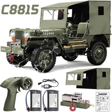 JJRC C8815PRO Willys Jeep 1/10 Military Truck 4WD Off-Road RC Car W/ 6 dolls LED