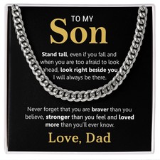To My Son from Dad Necklace Cuban Link Chain, Father and Son Encourage Bday Gift