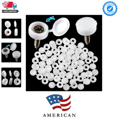 #ad 50 Pcs Plastic Hinged Screw Cover Caps Fold Snap Washer Flip Tops Protection... $20.99