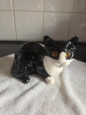 Winstanley Mike Hinton schwarz weiße Katze Figur Größe 20 signiert Vintage
