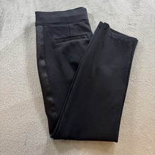 Spanx Black Elastic Waist Pull-On Ankle Leggings Satin Trim Women's Medium