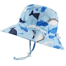 Baby Sun Hat Adjustable Toddler Beach Pool UPF 50 Wide Brim 48cm Whale