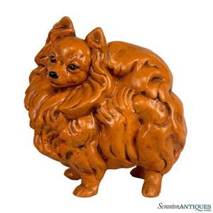 Vintage 1970's Ceramic Pomeranian Dog Sculpture