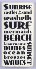 Beach Words Surf Sunset Ocean Breezes Distressed Wood 11.75 Inch Sign Wall Decor