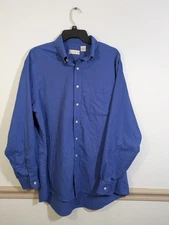Van Heusen Men's Blue Long Sleeve Oxford Dress Shirt 16-16.5 L