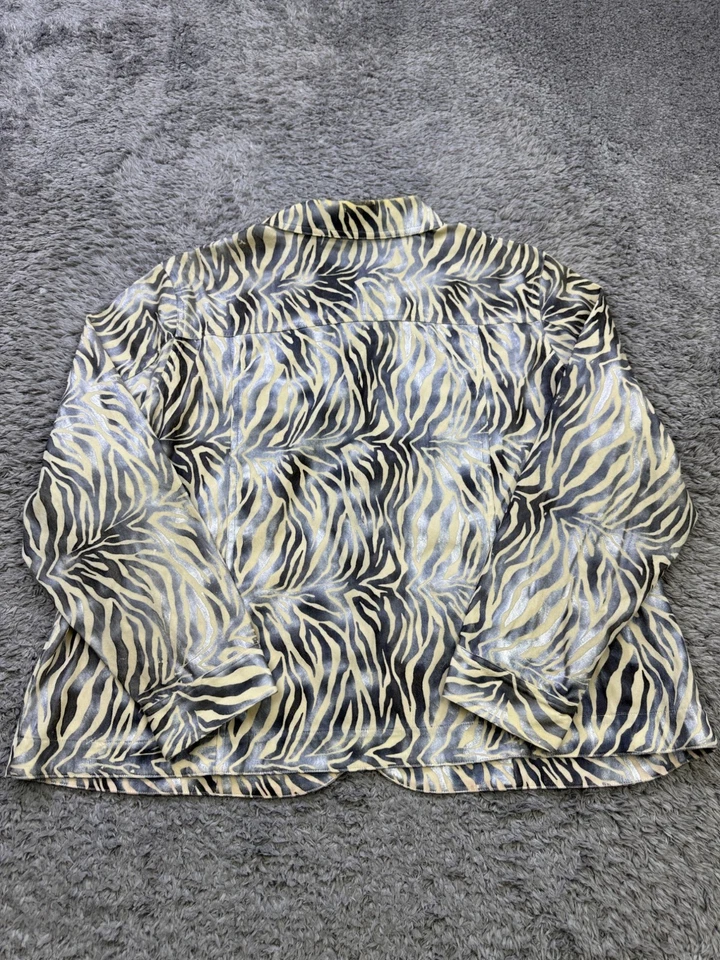 Chaqueta Bamboo Traders Mujer 2X Metálica Estampado Cebra Camionero Abrigo Mob Wives Y2K Foto 2 de 4