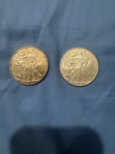 2x 2009 American Silver Eagle 1 oz .999 Fine Silver $1 Coin BU