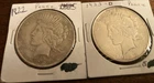 1922 And A 1923d Peace Silver Dollar