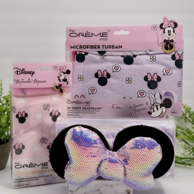 Disney Minnie Mouse Spa Gift Set 3pc Crème Shop Turban Shower Cap Headband NEW