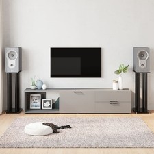 Image of Speaker Stands 2 pcs Black Tempered Glass 4 Pillars Design