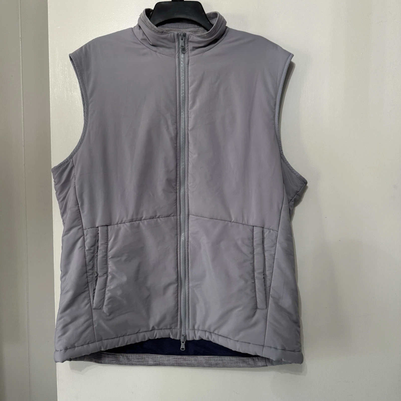 JOHNNIE-O $228 Huck Zip Front Performance Mixed Media Vest Grey Men’s Size Large