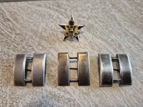 VTG Sterling Silver 925 WW2 Shold-R-Form Military US Army Captain Insignia Pins
