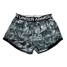Under Armour Girls Youth L Running Shorts Black Print and Elastic Band Logo