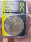 1921 Morgan Silver Dollar $1 NGC MS62 Philadelphia Mint Business Strike