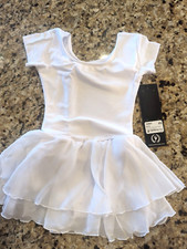 Eurotard Girls Cotton Lycra  Short Sleeve Dance Dress 10467 White size XS