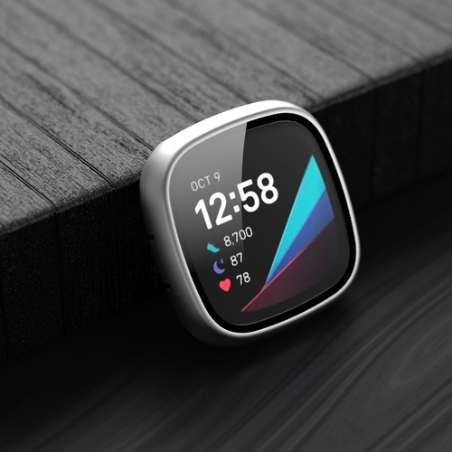 Screen Protector Case For Fitbit Versa 3 /Sense Full Cover Bumper Tempered Glass - 第 9/20 張圖片