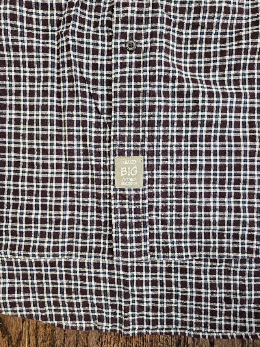 khaki's arrow bigshirts チェックシャツ Khaki's by Arrow Shirt Mens XXL Big Oxford Plaid Long Sleeve