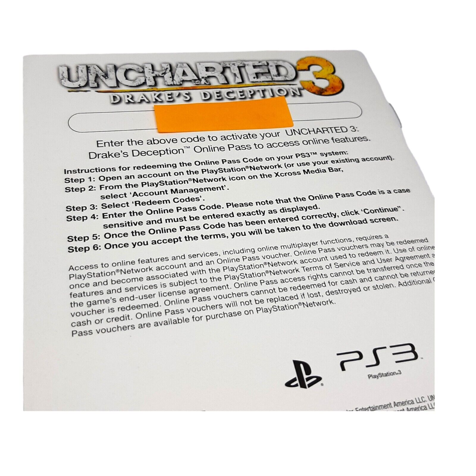 Uncharted 3: Drake's Deception (Sony PlayStation 3) PS3 Complete CIB  711719823322